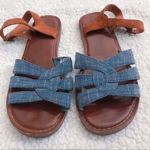 Toms Zoe Chambray Suede Sandals Size 7.5